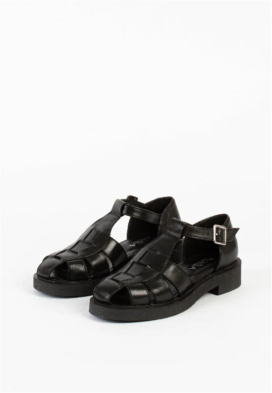 Clara Black Leather Sandals