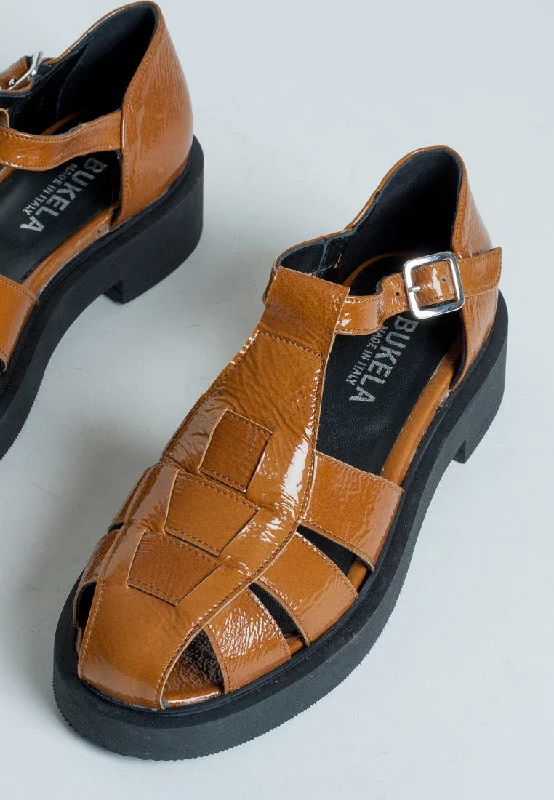 Clara Cognac Leather Sandals