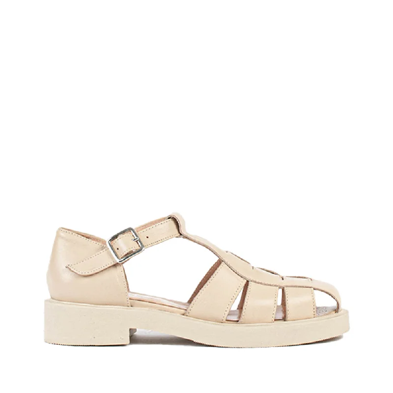 Clara Latte Leather Sandals