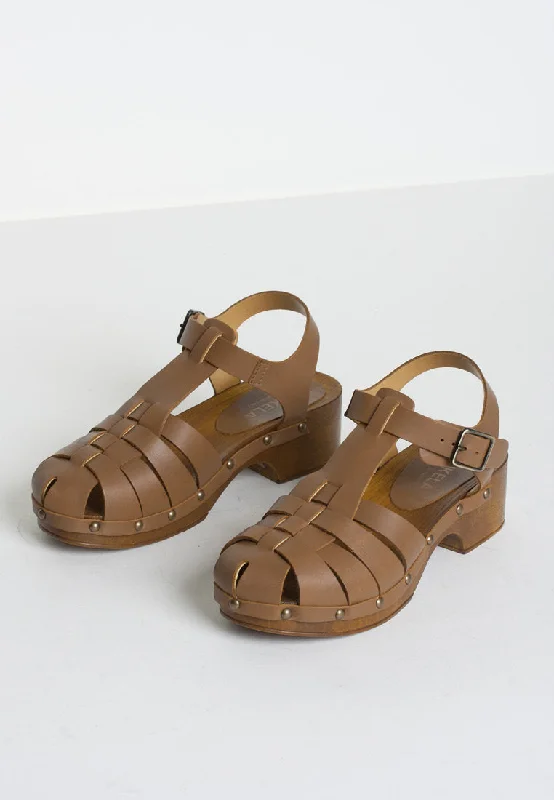 Emmi Brown Leather Clogs