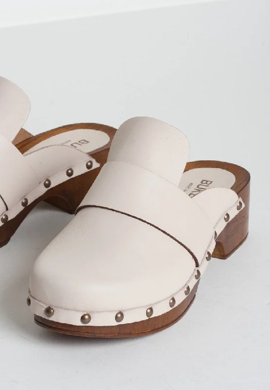 Ester Milk Studded Leather Clogs