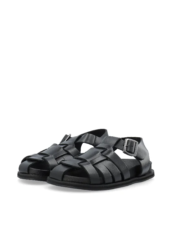 Casjenny Black Leather Sandals