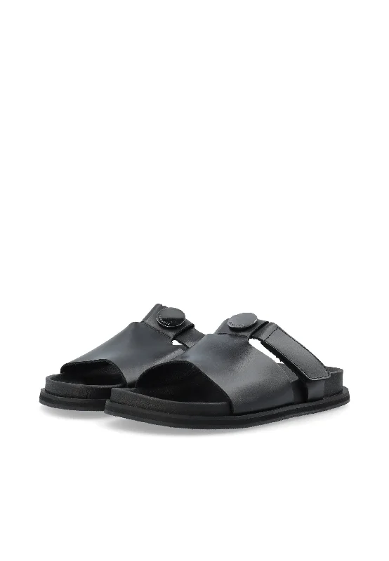 Casjenny Black Leather Slides