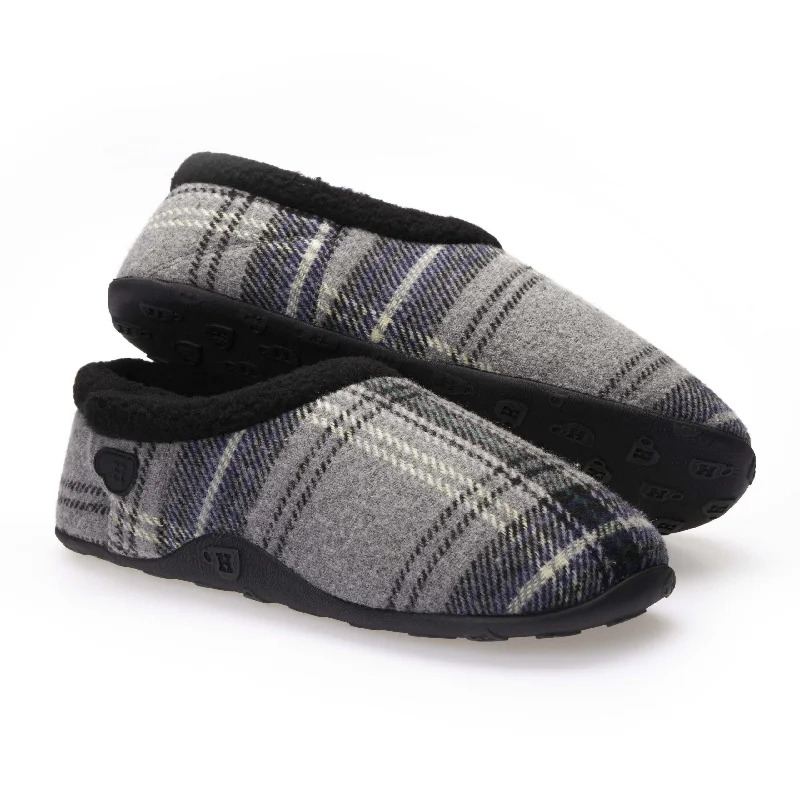 Cliff - Grey Navy Check Men's Slippers