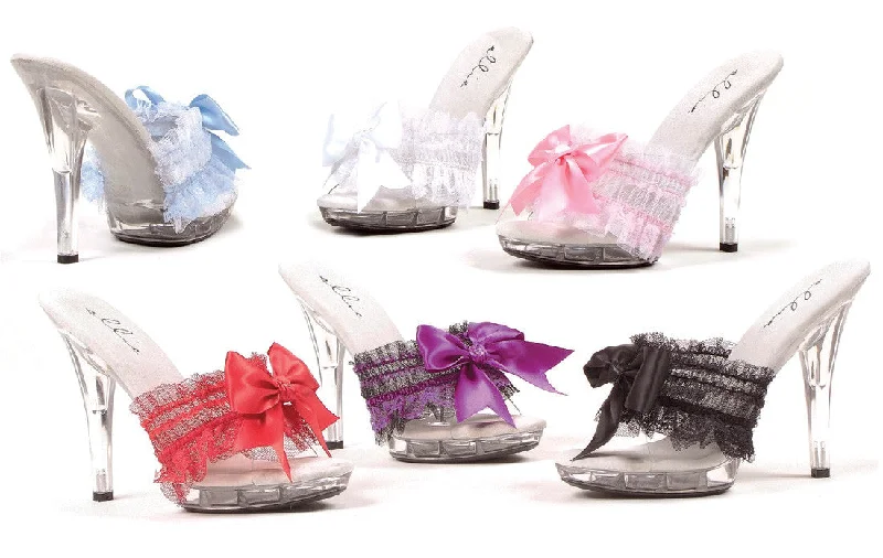 Cutie-M Ruffled Clear 5"" Heel Mule Sandals