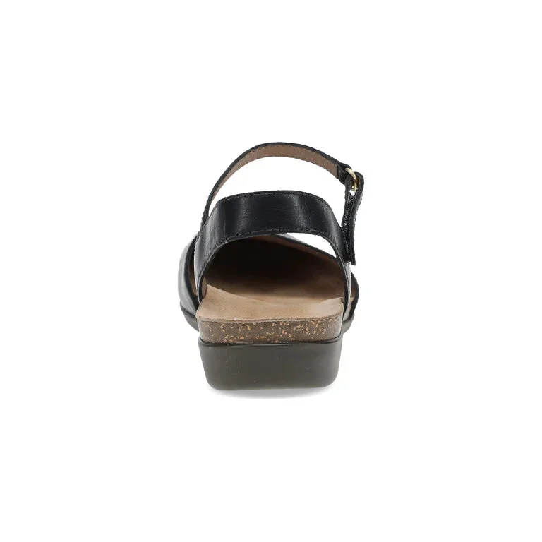 Dansko Women's Rowan Closed Toe Sandal in Black Waxy Leather