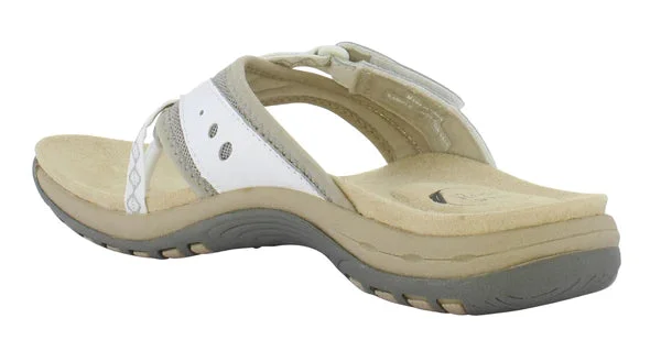 Free Spirit Juliet White Womens Casual Comfort Leather Toe Post Sandals