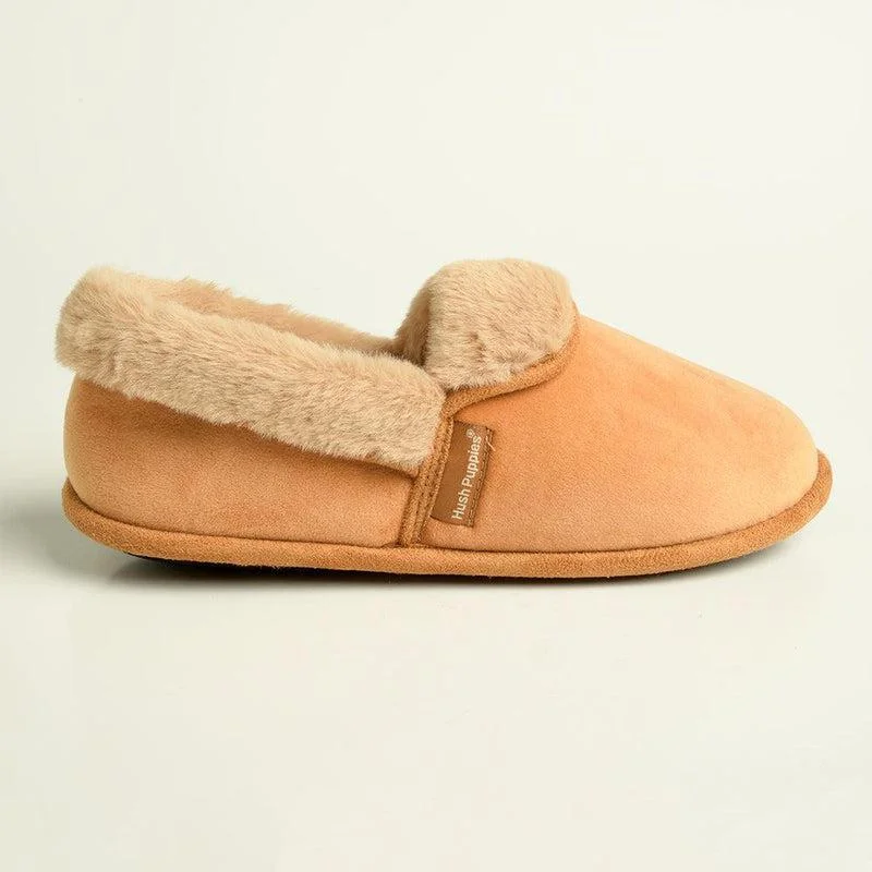 Hush Puppies Fur Top Lua Slippers - Caramel