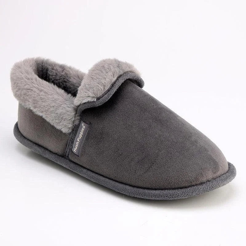 Hush Puppies Fur Top Lua Slippers - Grey