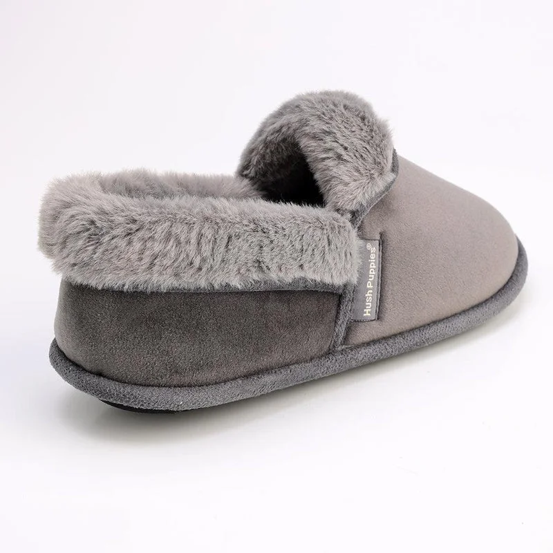 Hush Puppies Fur Top Lua Slippers - Grey