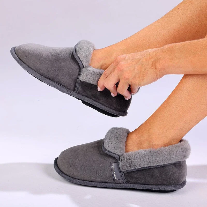 Hush Puppies Fur Top Lua Slippers - Grey