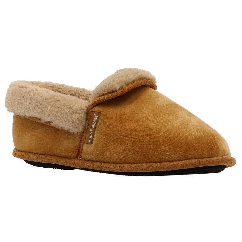 Hush Puppies Fur Top Lua Slippers - Tan