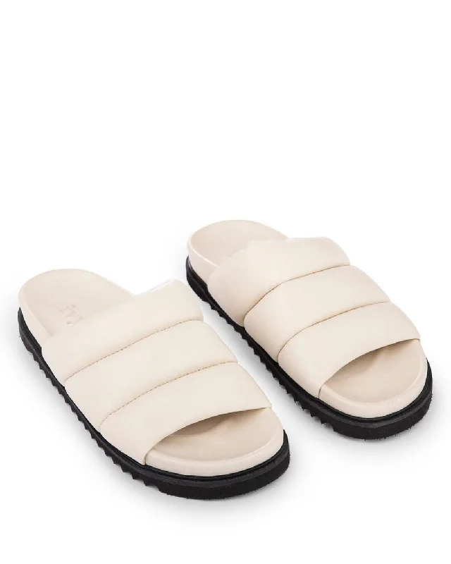 Marley Off White Leather Puffy Sandals