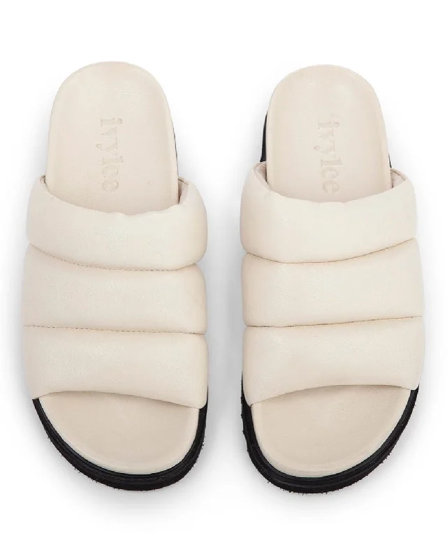 Marley Off White Leather Puffy Sandals