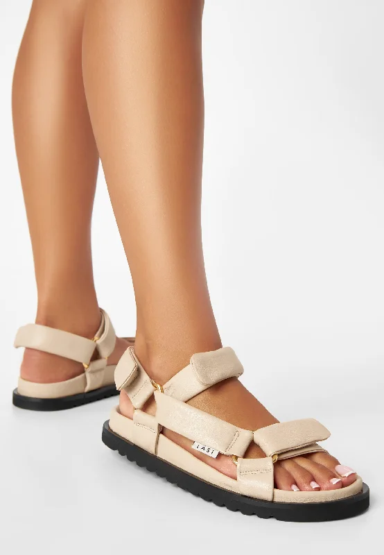 Flora Beige Leather Sandals