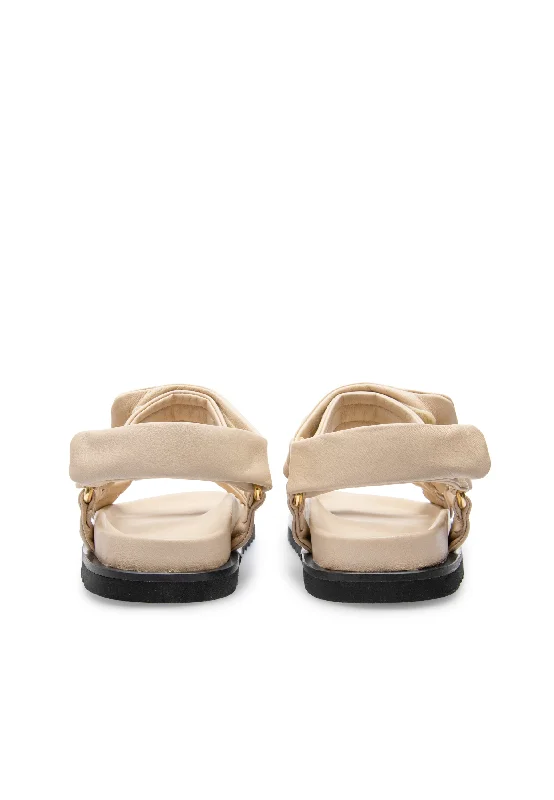 Flora Beige Leather Sandals