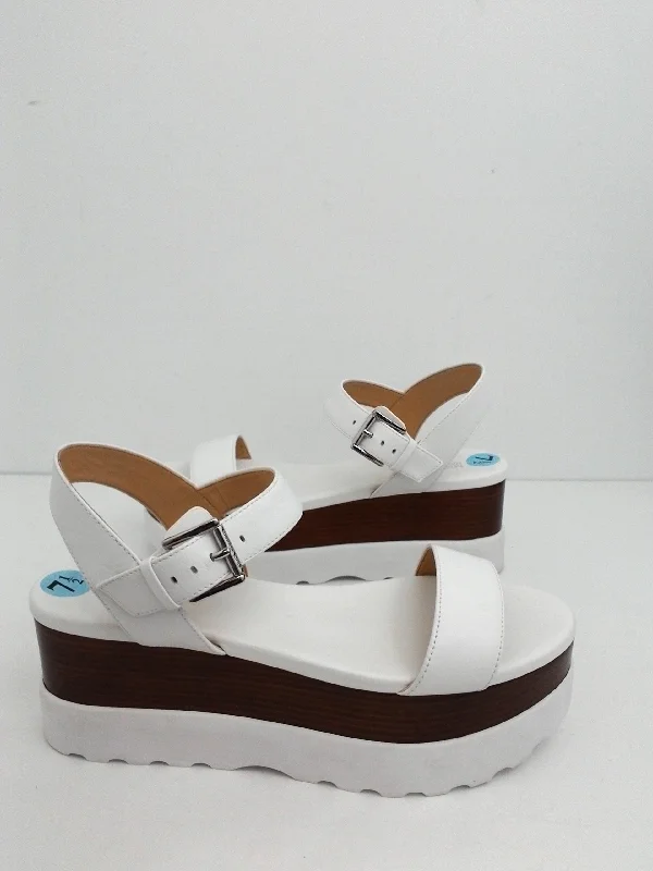 Michael Kors Women's White Leather Platform Sandal Size 7.5