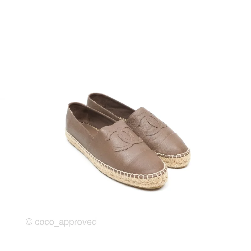 Chanel Espadrille Brown Leather Size 40