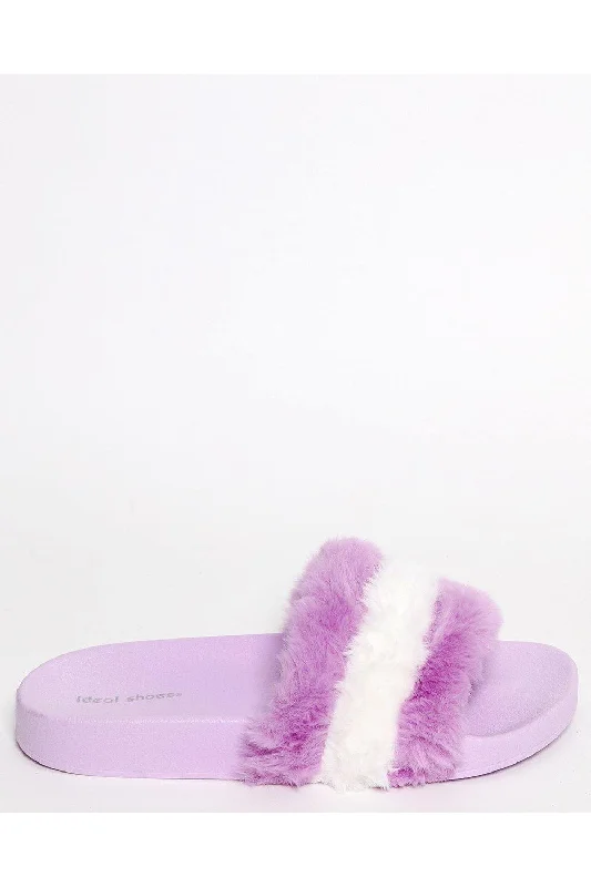 Purple Faux Fur Sliders