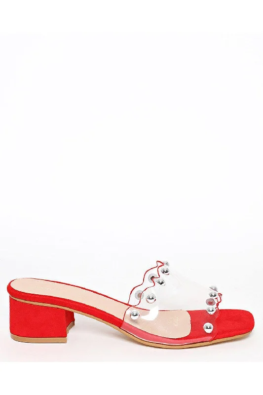 Red Perspex Heeled Slides