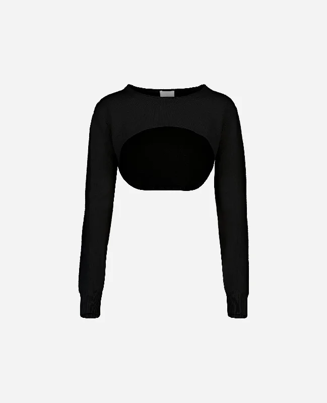 Rundhals Pullover aus Cashmere-Mischung in Schwarz