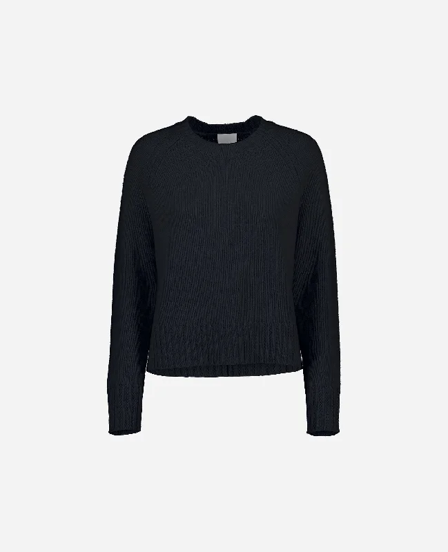 Rundhals Pullover aus Cashmere-Mischung in Navy