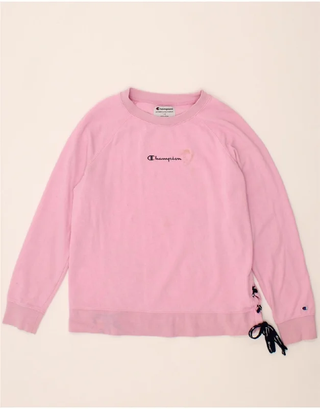 CHAMPION Womens Graphic Sweatshirt Jumper UK 16 Large Pink