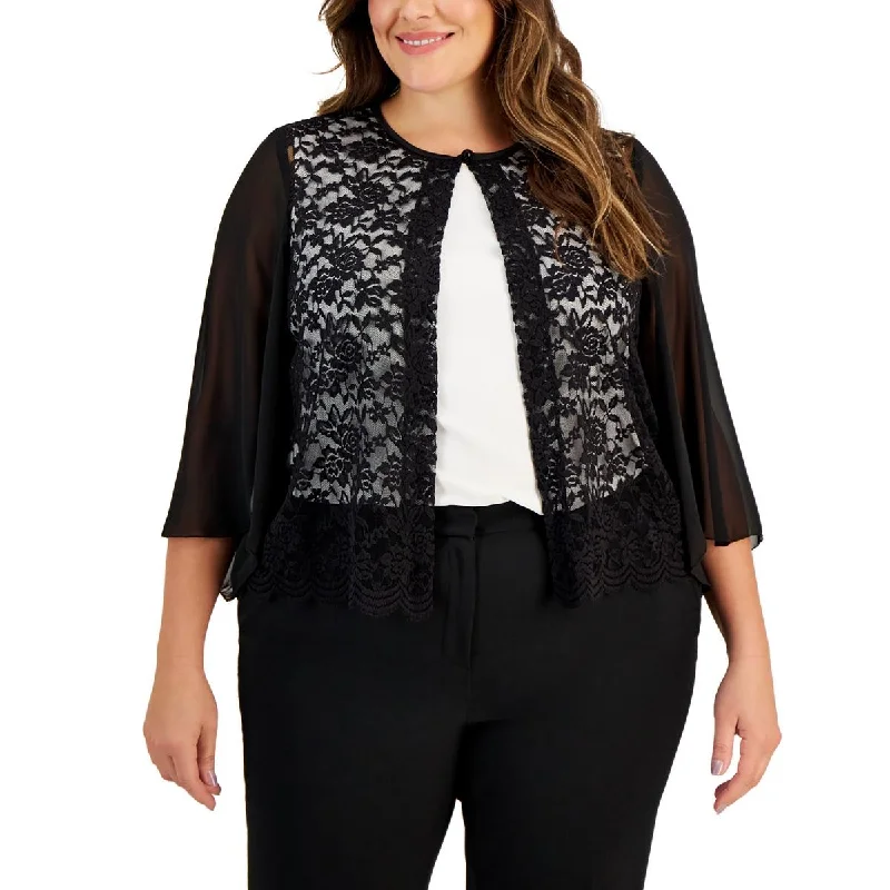 Connected Apparel Womens Plus   Lace Office Wear Cardigan Sweater