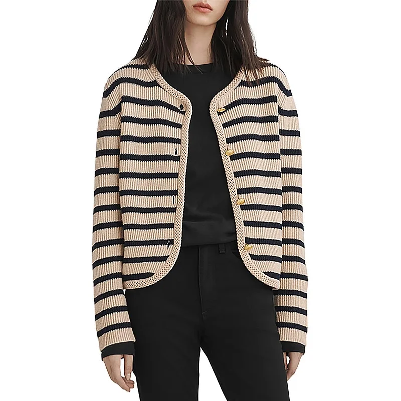 Rag & Bone Womens Nancy Wool Striped Cardigan Sweater