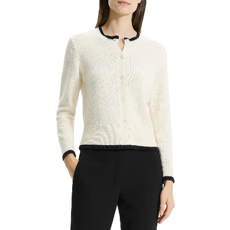 Theory Womens Crewneck Button Front Cardigan Sweater