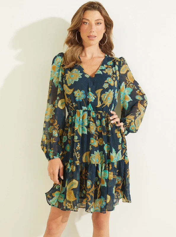 Eco Green Nature Print Cassandre Mini Dress