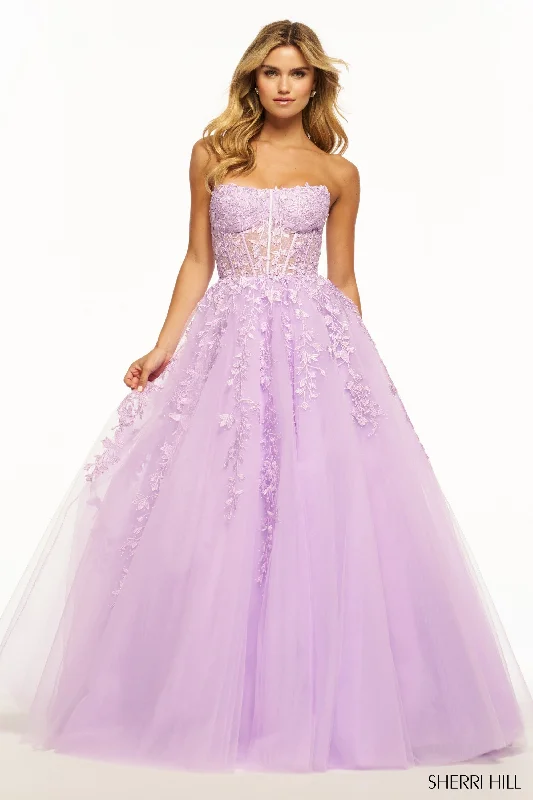 Sherri Hill 55993 Square Neckline Ball Gowns Tulle Evening Gown