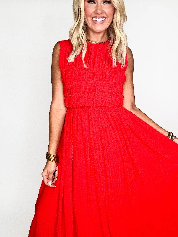 Ruby Ruched Checkered Midi Dress