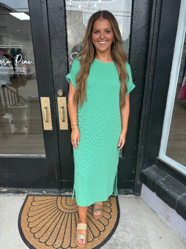 Green ribbed maxi