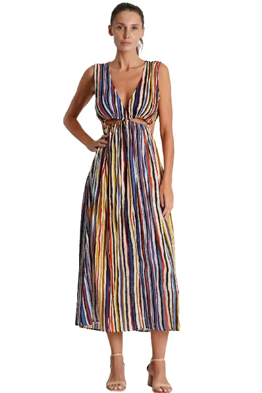 Cutout Striped Maxi Dress