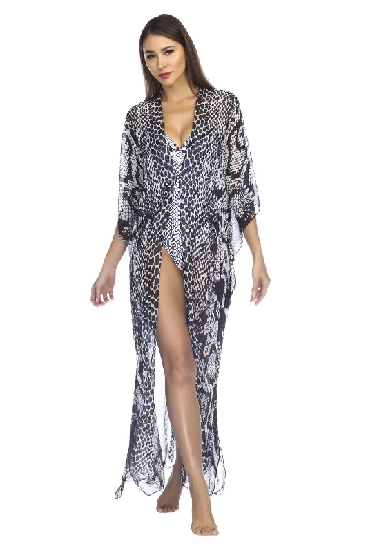 Front Open Maxi Kaftan - Side Drape Maxi Kaftan