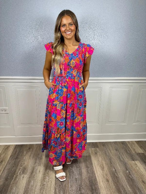 Rose boho maxi dress