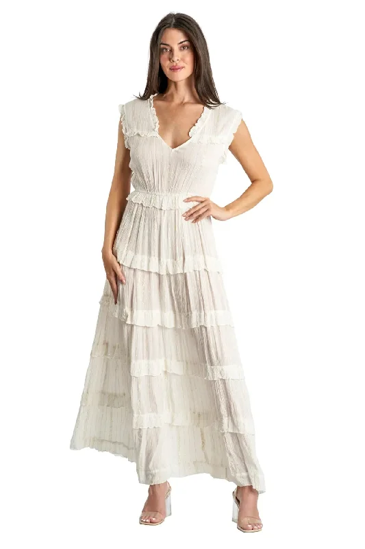 Tiered Maxi Dress in White