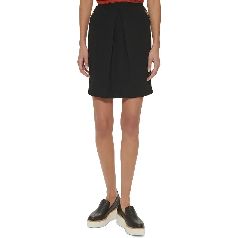 Womens Above Knee Solid A-Line Skirt