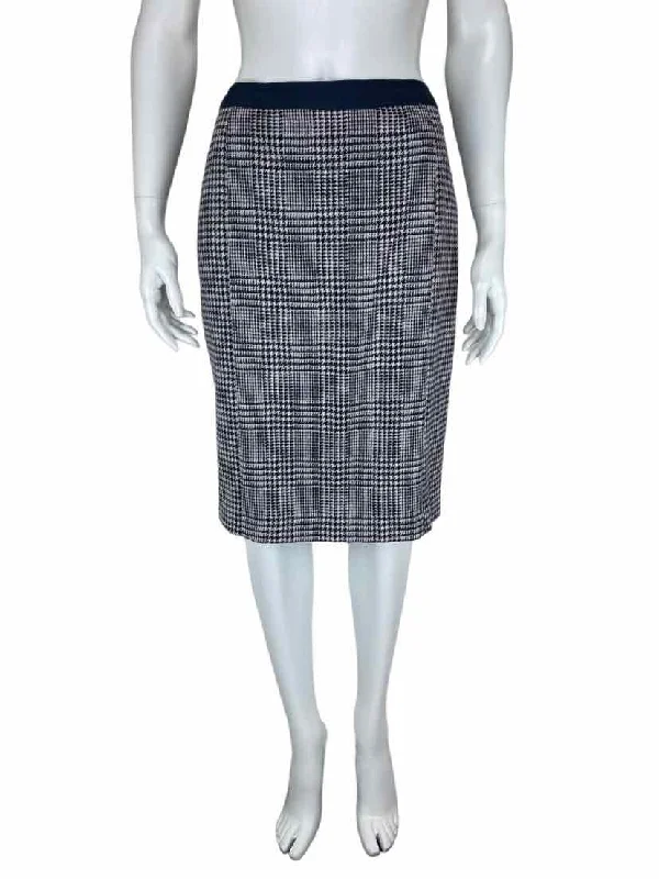 Boden, Women's British Tweed Houndstooth Skirt, Navy/Ivory, Size 8