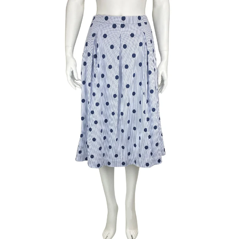 Boden, Women's Pinstripe Polka Dot Skirt, Blue/White, Size 8R