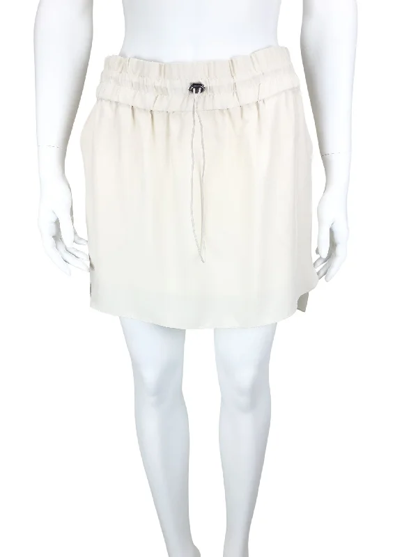 Elizabeth and James, Women's Drawstring Silk Skirt, Ivory, Size S