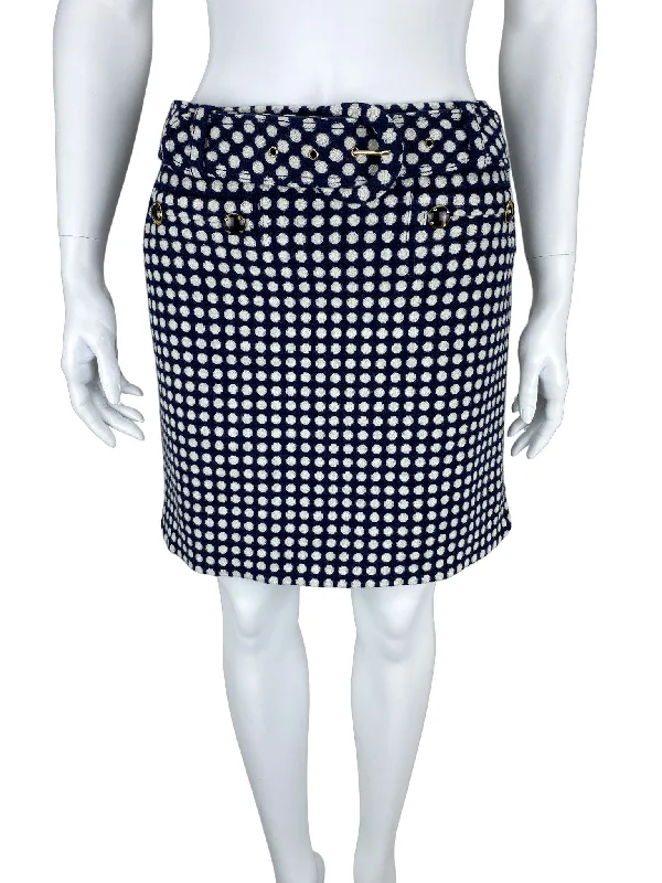 Juicy Couture, Women's Polka Dot Wool Skirt, Dark Navy/Ivory, Size 4