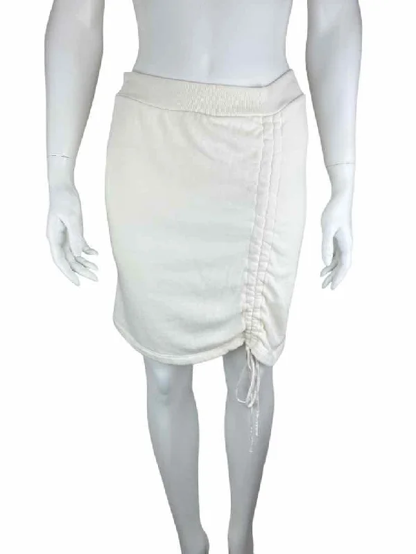 LNA, Women's Ruched Knit Skirt, Ivory, Size S