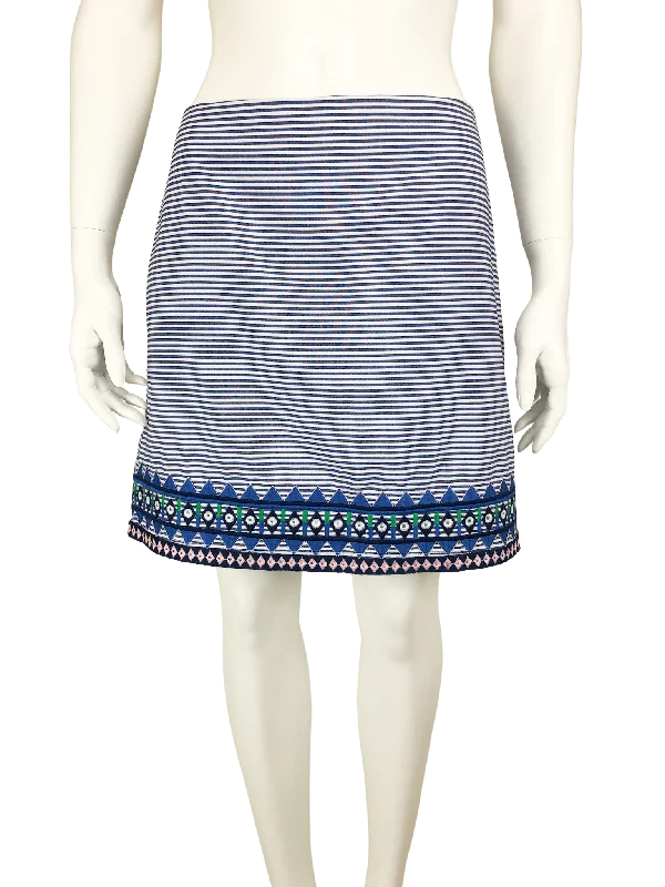 Vineyard Vines, Women's Pinstripe Embroidered Skirt, Navy/White, Size 4