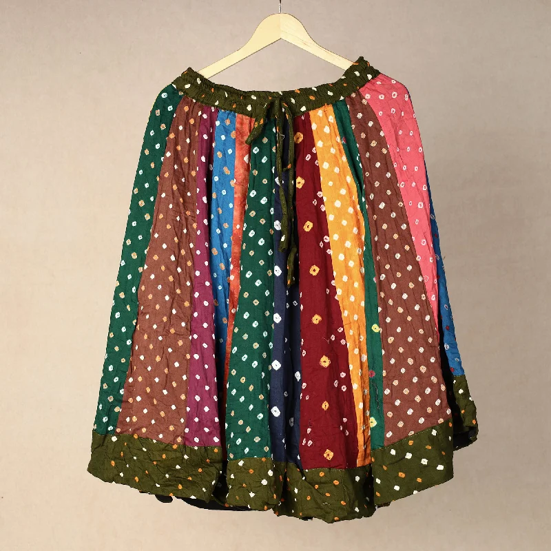 Multicolor - Bandhani Tie-Dye Patchwork Cotton Short Skirt