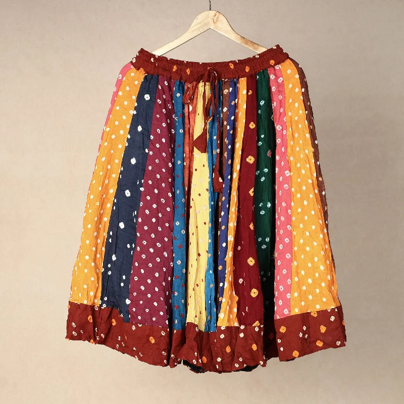 Multicolor - Bandhani Tie-Dye Patchwork Cotton Short Skirt