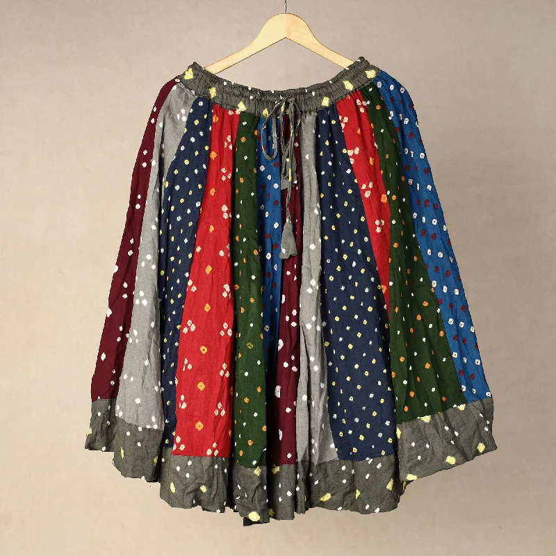 Multicolor - Bandhani Tie-Dye Patchwork Cotton Short Skirt