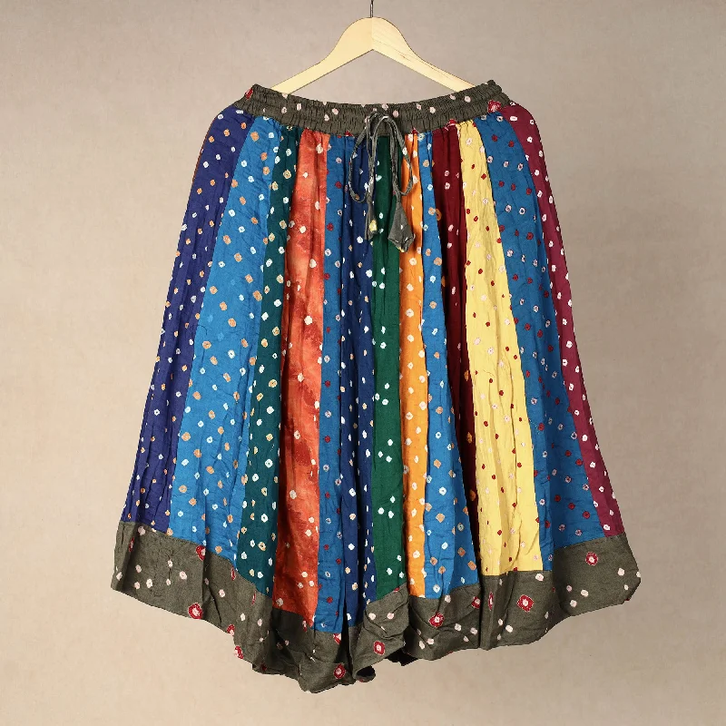 Multicolor - Bandhani Tie-Dye Patchwork Cotton Short Skirt