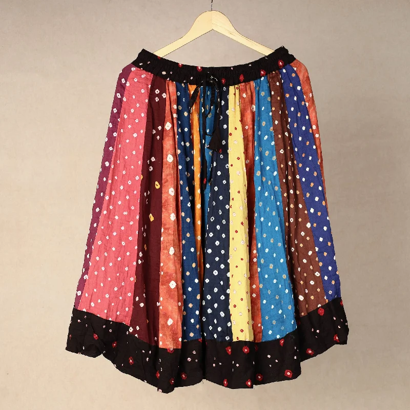 Multicolor - Bandhani Tie-Dye Patchwork Cotton Short Skirt